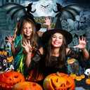 7X5FT Halloween Backdrop Night Scary Castle Pumpkin Moon Bat Graveyard Happy Halloween Party Banner Photography Backdrop Photo Background DH-205