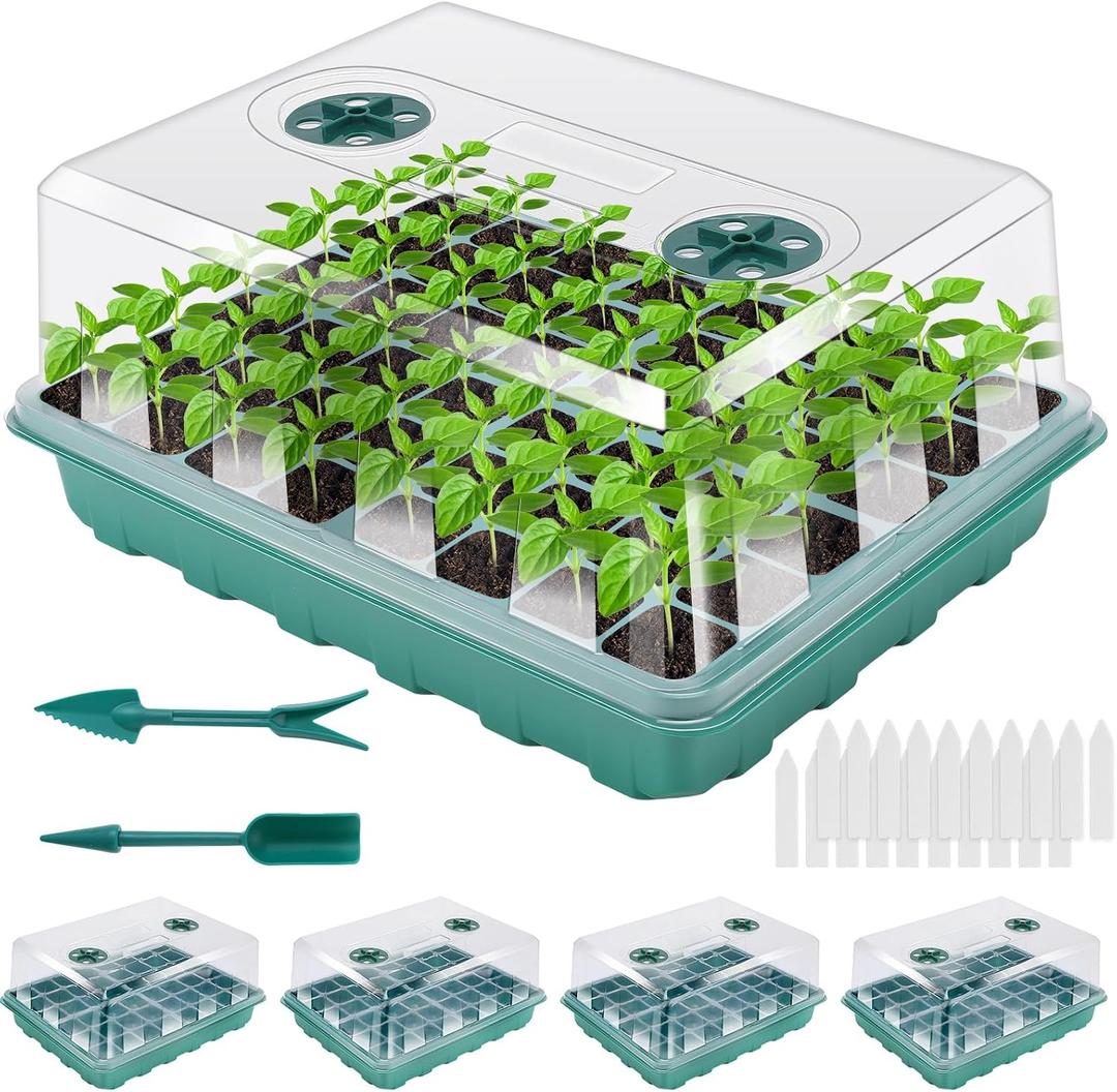192 Cell Seed Starter Tray, Seed Starter Kit with Adjustable Humidity Dome, Seed Starting Trays Plant Starter Kit for Seeds Growing Starting, Indoor Gardening, Greenhouse