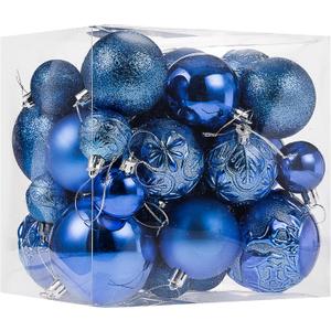 Senjie Blue Shatterproof Christmas Ornaments, 32 Pcs, Plastic, Hanging, Christmas, Wedding