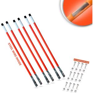 36" Length - Reflective, Universal, Unbreakable Orange Snow Plow Guide Markers- Steel Wire Inside (2)