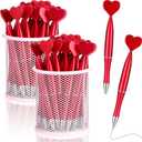 Crtiin 200 Pcs Valentine's Day Heart Shaped Pens Bulk Black Gel Ink Novelty Valentine Party Favor 1.0 mm Heart Ballpoint Pens for Men Women Office Valentine's Day Wedding Party Supply (Red)