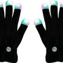 7 Colors Light Show LED Gloves Rave Light Finger Lighting Flashing Glow Mittens (Black)