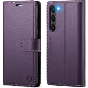 FLIPALM Wallet Case for Samsung Galaxy S23 Plus/S23+, RFID Blocking Credit Card Holder, PU Leather Folio Flip Kickstand Protective Shockproof Cover for Samsung S23 Plus (Purple)