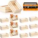 Gerrii 12 Pcs 8'' Small Wooden Crates for Crafts Unfinished Crates Centerpiece Mini Rustic Wood Basket Box for Display Storage Milk Closet Home Bathroom Kitchen Office Decor