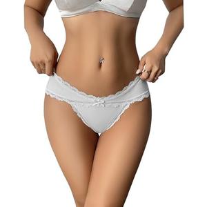 Avidlove Womens Underwear Cotton Panties Cheeky Bikini Underpanties Lace Stretch Hipster Briefs, XL