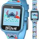 Disney Stitch Kids Smart Watch with 10 Customizable Faces, Camera, Voice Recorder, Calculator, and Step Counter Touchscreen Interactive Watch for Kids Blue Silicone Strap