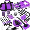 Viewsun 17PCS Car Cleaning Kit, Purple Car Interior Detailing Kit with High Power Handheld Vacuum, Detailing Brush Set, Windshield Cleaner, Cleaning Gel, Complete Auto Accessories for Women Gift