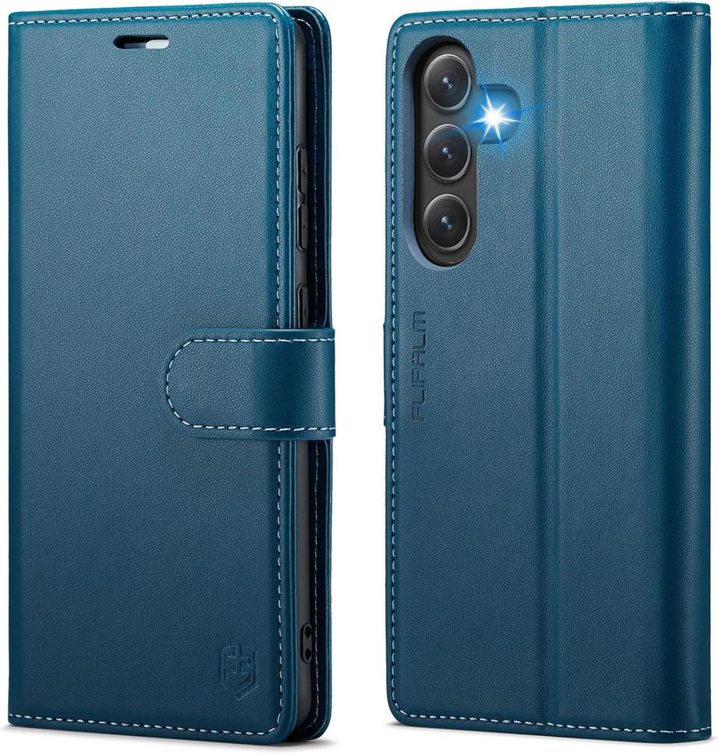FLIPALM Wallet Case for Samsung Galaxy S23 FE, RFID Blocking Credit Card Holder, PU Leather Folio Flip Kickstand Protective Shockproof Cover for Galaxy S23 FE (Blue)