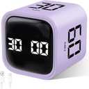 GuDoQi Multi-Function Cube Timer, 5/10/30/60 Min & Custom Count Down, Included Pause & Resume Feature, Silent, Vibrate & Adjustable Sound Alarm for Productivity in Tasks, Study & Kitchen, Purple
