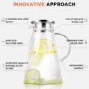 SUSTEAS 2.0 Liter 68oz Glass Pitcher with Lid, Easy Clean Heat Resistant Glass Water Carafe with Handle for Hot/Cold Beverages - Water, Cold Brew, Iced Tea & Juice, With 1 Long-Handled Brush Included