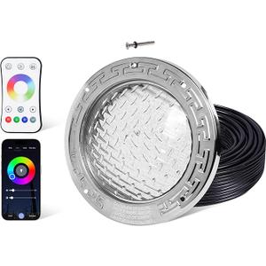HQUA PN01DC 120V AC Remote Control LED RGBW Color Change Inground Pool Light, 10 Inch 50W with 100 Feet Cord, UL Listed Transformer Included, Fit for 10" Large Wet Niches