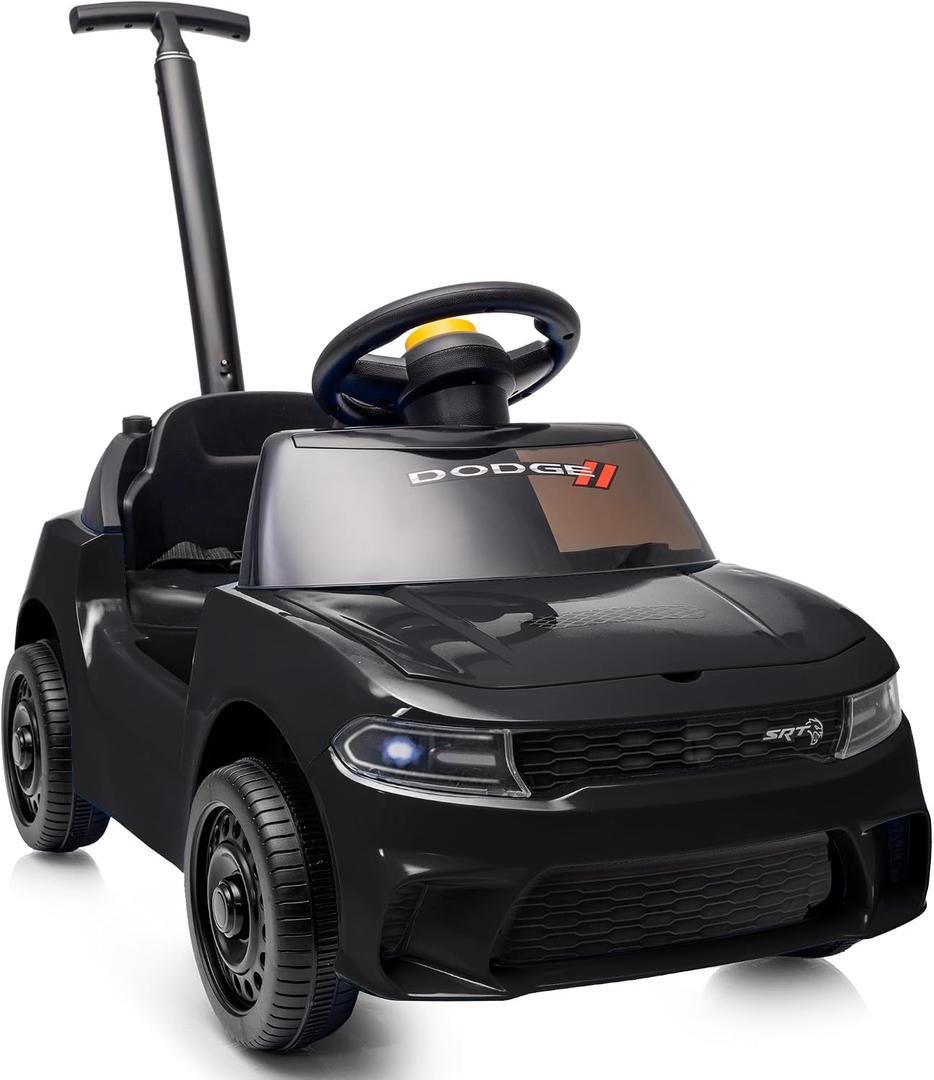 Licensed Dodge Push Car for Toddlers 1-3, Ride on Push Car w/Handle & Music, 29.13 inches x 18.11 inches x 23.22 inches