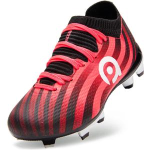 AMZZPIK Kids Soccer Cleats for Little/Big Kid Size 11C-6Y Youth Professional Cleat for Boys and Girls (Fuchsia/Black)