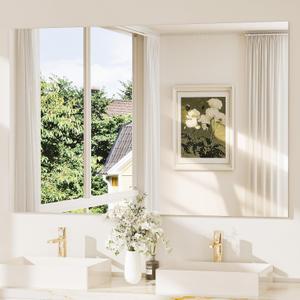 TokeShimi 55x36 Frameless Bathroom Vanity Mirrors for Over Sink, Modern Rectangle Bathroom Mirrors for Wall with Polished Edge Shatterproof Decorative Mirror for Bedroom, Living Room, Entryway