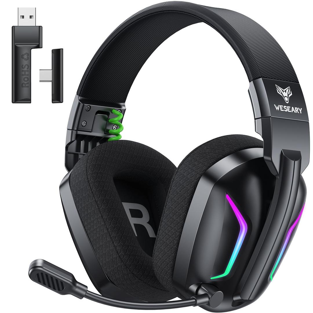 WESEARY Wireless Gaming Headset for PS5, PS4, PC, Switch & Mac, 20ms Ultra-Low Latency, 2.4GHz USB & Bluetooth 5.4 Gaming Headphones with Mic, 50H Battery Life, 3D Spatial Audio, Aurora Purple
