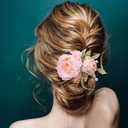 HINZIC Flower Hair Clip for Women, Non-Slip Vintage Pearl Floral Hairpins, Silk Flower Hair Barrettes Buns Holder Accessories for Party Wedding Decor- Light Pink