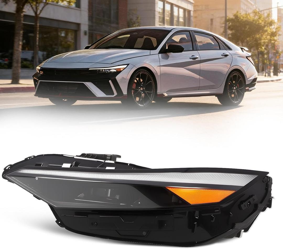 Left Headlight Assembly W/Module Compatible with Elan-tra SE SEL N Line GLS Preferred Luxury Limited 2024-2025 Headlamp Driver Side Front Light 92101AA740
