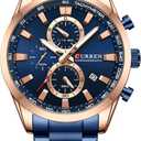 FANMIS Mens Luxury Watches Business Chronograph Dress Waterproof Leather Strap Analog Quartz Wrist Watch