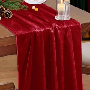 P Pothuiny Velvet Red Table Runner 20 x 120Inch/ 10ft Long Luxurious Elegant Velvet Fabric Table Runner for Wedding Reception, Thanksgiving, Halloween, Christmas Decor