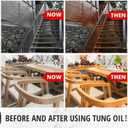32oz 100% Pure Tung Oil for Wood Outdoor with Brush, Safe Food Grade Tung Oil for Wood Finish, Natural Waterproof Sealer Can Used on Cutting Boards, Outdoor Furniture, Butcher Blocks, 32 Fl Oz