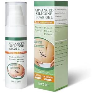 2 PCs Fistmta Advanced Silicone Scar Gel 1.76 oz (50ml), Scar Removal Cream for Surgical C-Section, Treat Old and New Scars, Reduce the Appearance of Scars from Body Face Stretch Mark Acne Burn Keloid