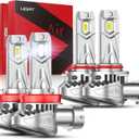 LASFIT BEAM H11 9005 Bulbs, 30000lm 800% Brightness 2025 Upgrade Super Bright 6000K Cool White H8/H9 HB3 Fog Light Bulbs, Real 1:1 Mini Size with Cooling Fan, Plug and Play Non-Polarity, Pack of 4