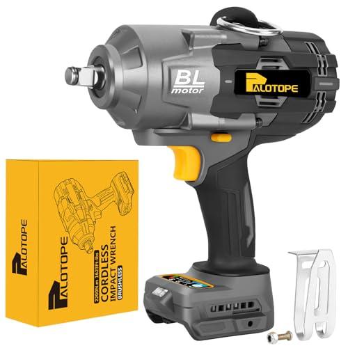 Palotope 2200Nm Cordless Impact Gun Compatible with DeWalt Battery, 1/2" 1623FT-LBS Brushless Electric Wrench with LED Light, High Torque Power Driver Pistola Llave de Impacto for Truck (No Battery)