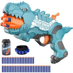 Dinosquad Dinosaur Blasters Toy for Toddlers, 50 Soft Foam Bullets & 5-Dart Rotating Drum, Dino Soft Bullet Blasters for Indoor Outdoor Shooting Game for 6 Year Old Boys Girls and Up