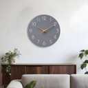 Mosewa Wall Clock 12 Inch Gray Silent Non Ticking Battery Operated Modern Simple Clock Decorative for Kitchen Home Bedroom Bathroom Office Living Room