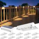 VOLISUN Solar Deck Lights 12 Pack, Warm White Glow LED Large Size Lamp, IP65 Waterproof Step Lights Outdoor for Deck, Step, Fence, Railing, Wall and Stairs (White)
