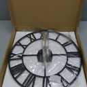 LEIKE 16" Large Wall Clocks Battery Operated, Round Modern Silent Non-Ticking Black Metal Wall Clock for Living Room Decor, Bedroom Kitchen (40cm Diameter, Black Roman Number)