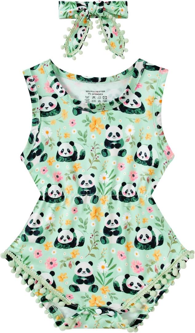 BFUSTYLE Baby Girl Clothes 0-24 Months Outfit Sleeveless Infant Romper Bodysuit with Headband