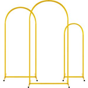 Amyhill Set of 3 Metal Wedding Arch Arched Backdrop Stand Wedding Arches for Ceremony Garden Frame for Weddings Bridal Baby Shower Birthday Party Anniversary Background Decoration (Gold)