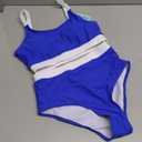 Womens High Waisted Bikini Sets Sporty Crop Top Color Block Swimwear Bandeau Scoop Neck Vintage Two Piece Bathing Suits, Small
