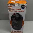 Party Bluetooth Speaker with Dual 4" Woofers, 60W Peak Power, 12H Playtime, Dynamic LED Lights, TWS, FM, AUX, USB, Mic Input, Portable Rechargeable Speaker for Indoor & Outdoor Events -Updated Version