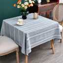 2 x NEWISHER Rustic Farmhouse Embroidered Square Tablecloth Jacquard Striped Table Cloth Linen Texture Washable Dining Table Cover Kitchen Dining Home Decoration Blue and Grey 70x70 inch