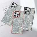 SAKUULO for iPhone 15 Pro Max Case Glitter, Luxury Sparkly Shiny Bling Back, Plating TPU Shockproof Bumper Protection Slim Cover 6.7inch for Women Girls- Black Glitter Crystal