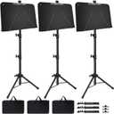 Sheet Music Stand, 3 Pack Adjustable Music Stand for Sheet Music, Music Sheet Stand Portable Folding with Carry bag Clip Holder for Guitar, Ukulele, Violin Players(Standard Version, 3 Pack)