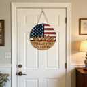 2 x Patriotic Memorial Day Decorations Door Sign, Patriotic Memorial Day Independence Day Hanging Wooden Sign for Rustic Farmhouse Door Wall Home Decorations