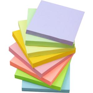 (8 Pads) Sticky Notes 3 x 3 in, Pastel Colorful Super Sticking Power Memo Post Stickies Square Sticky Notes for Office, Home, School, Meeting, 83 Sheets/pad