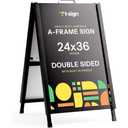 Frame Sign for Outdoors, Sidewalk Menu Board 24 X 36 Inch Folding Slide-in Board - Heavy Duty Portable Sandwich Board, Metal Double Sided 2 Corrugated Plastic Poster Boards for Restaurants