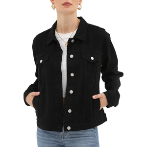Argstar Denim Jacket for Women Button Up Long Sleeve with Pockets  L