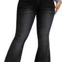 High Waisted Flare Jeans for Women - Stretchy Denim with Tummy Control, Trendy Blue Bell Bottoms (S-XXL) (Dark Gray)