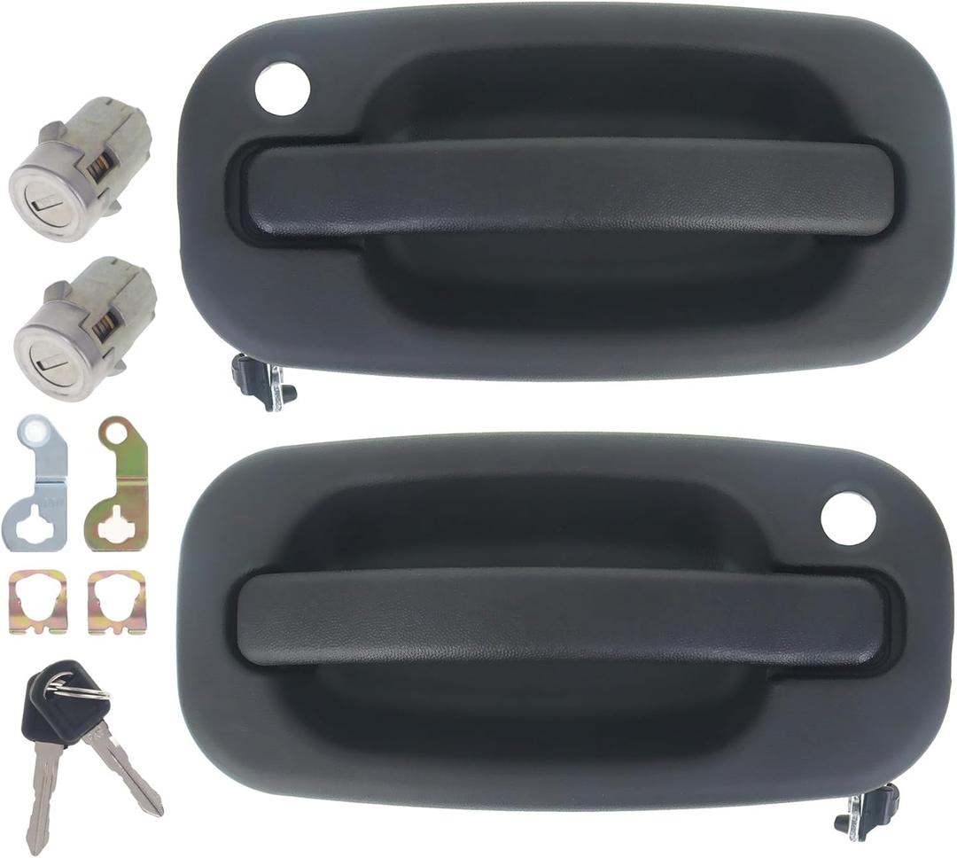 Exterior Door Handles with Locks Front for Chevy Silverado GMC Sierra Suburban Avalanche 1500 2500 3500 Classic 1999-2006 15034985, 15034986, 15298924 (Front Left & Right with Locks)