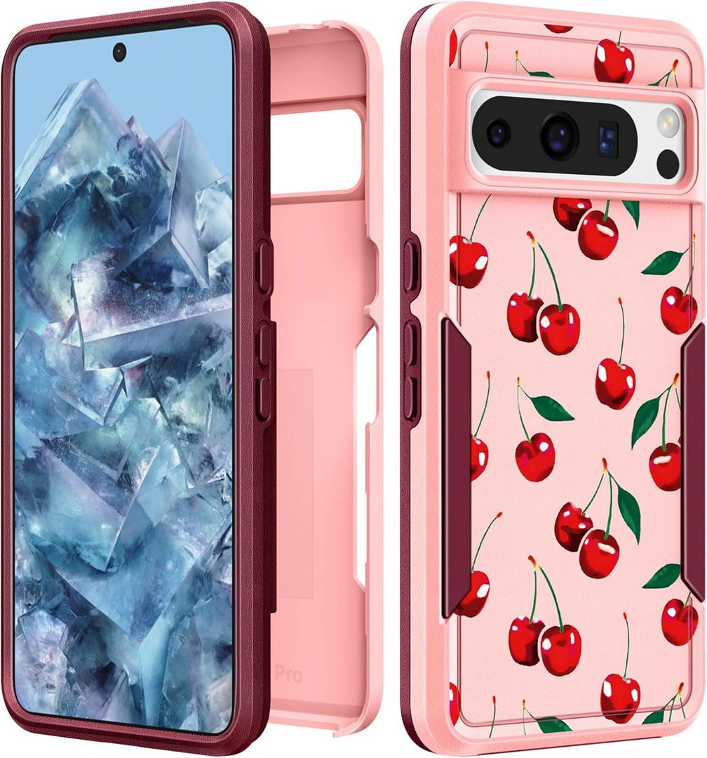 for Google Pixel 8 Pro Case Women - Cute Girls Cover Girly Kawaii Aesthetic Unique Design Cheery Heavy Duty Protective Shockproof Military Grade Teens for Google Pixel 8 Pro Phone Cases