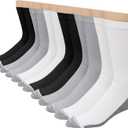 Hanes mens Max Cushioned Crew Socks, Moisture-wicking With Odor Control, Multi-packCrew Sock (6-12, Black/White/Gray - 12 Pack)
