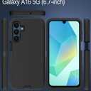 for Samsung Galaxy A16 5G Phone Case, 3-Layer 16ft Drop Protection, with Dustproof Port Cover, Full-Body Shockproof Heavy Duty Protective Phone Case, Black