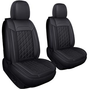 LUCKYMAN CLUB 83D-XFG Ram Front Seat Covers, Fit for Some of The 2006-2020 Ram 1500 2500 3500 Crew Cab/Quad Cab/Regular Cab Truck, with Faux Leather (83XFG-2 PCS Black)