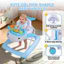 Baby Walker with Wheels, Music and Lights Foldable Baby Walker, 3 Adjustable Heights, Activity Walker for Baby Boy and Girl 6-18 Months, Blue