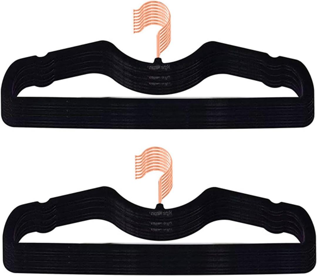 Velvet Hangers 50 Pack, Ultra Slim & Short Neck Hanger, 360 Swivel Hook, Space Saving Durable Non-Slip Felt Hangers,Black a